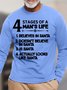 Men’s 4 Stages Of A Man’s Life Believes In Santa Cotton Crew Neck Casual Top