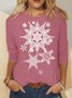 Women’s Snowflake Merry Christmas Cotton-Blend Casual Christmas Top