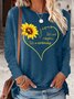 Women's Jesus Letter Sunflower Print Casual Crew Neck Top