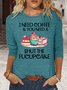 Women‘s Funny Letter Crew Neck Casual Top