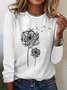 Women‘s Cotton-Blend Simple Crew Neck Dandelion Long Sleeve Top