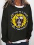 Women’s In A World Full Of Roses Be A Sunflower Animal Loose Crew Neck Casual Sweatshirt
