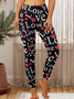 Valentines Day Love And Heart Pattern Womens Tummy Control Legging