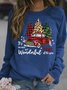 Women’s It’s The Most Wonderful Time Of The Year Merry Christmas Loose Casual Crew Neck Sweatshirt