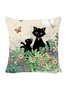 18*18 Balck Cat Print CasualBackrest Cushion Pillow Covers Decorations For Home