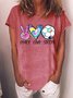 Women's Peace Love Soccer World Cup 2022 Funny Graphic PrintLoose Crew Neck Casual T-Shirt
