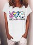 Women's Peace Love Soccer World Cup 2022 Funny Graphic PrintLoose Crew Neck Casual T-Shirt