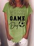 Women's Soccer Mon Game Day World Cup 2022 Funny Graphic Print Casual Loose Cotton-Blend Crew Neck T-Shirt
