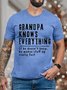 Men's Grandpa Knows Everything If He Does Not Know Funny Graphic Print Text Letters Loose Casual Cotton T-Shirt