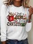Women's Just A Girl Wholoves Christmas Leopard Graphic Print Christmas Cotton-Blend Casual Top
