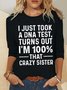 Women's Funny Word Crazy Sister Text Letters Simple Long Sleeve Top