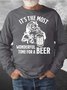 Men’s It’s The Most Wonderful Time For a Beer Merry Christmas Crew Neck Casual Christmas Sweatshirt