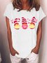 Women's Love Gnome Heart  Crew Neck Casual T-Shirt