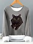 Women's 3D Cat Print Casual Animal Sweatshirt