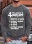 Men’s 4 Stages Of A Man’s Life Believes In Santa Crew Neck Simple Sweatshirt