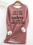 Women's Funny Word Side By Side or Miles Apart Crew Neck Simple Text Letters Sweatshirt