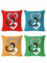 20*20 Set of 4 Simple Heart LoveBackrest Cushion Pillow Covers, Decorations For Home