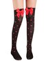 Black Heart Pattern Bow Decoration Knee Socks Stockings Valentine's Day Gift Accessories