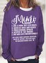 Women's Funny Word MiMi Text Letters Loose Simple Sweatshirt