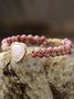 Retro Ethnic Style Natural Pink Crystal Heart Pattern Beaded Braided Bracelet Valentine's Day Gift Jewelry