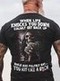 Men's When Life Knocks You Down Calmly Get Back Up American Flag Skull Funny Graphic Print Cotton Casual Text Letters Loose T-Shirt