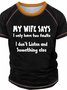 Men's Funny My wife says I only have two faults Casual Raglan Sleeve Text Letters Crew Neck T-Shirt
