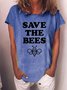 Women's Save the Bees Animal Casual Crew Neck T-Shirt