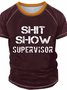 Men's Shit Show Supervisor Text Letters Casual Regular Fit Crew Neck Raglan Sleeve T-Shirt