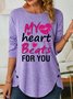 Lilicloth X Y My Valentines Day Heart Beats For You Womens Long Sleeve T-Shirt