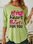 Lilicloth X Y My Valentines Day Heart Beats For You Womens Long Sleeve T-Shirt