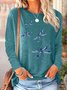Women's dragonfly Print Crew Neck Casual Top