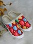 Valentine's Day Heart Printed Warm Lined Flat Mules