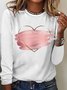 Women's Cute Heartbeat Love Casual Valentine‘s Day Letters Top
