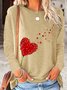 Women's heart Pread Casual Crew Neck Text Letters Top