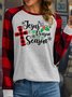 Women’s Jesus Is The Reason For The Season Loose Christmas Polyester Cotton Casual Top