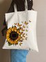 Sunflower And Butterflies Plant Graphic Casual Shopping Tote Bag