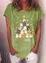 Women‘s Funny Cat Christmas Cotton-Blend Loose Casual T-Shirt