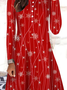 Women's Red Abstract Print Casual Crew Neck Dress