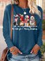 Women's Christmas cat lover Letters Print Casual Top