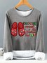 Women's Crocin Around The Christmas Tree Funny Graphic Print Warmth Fleece Sweatshirt