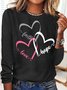 Women's Printed Faith Hope Love Letters Casual Crew Neck Top