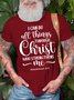 Men's I Can Do All Things Christ Tho Strengthens Me Funny Graphic Print Loose Casual Cotton Text Letters T-Shirt