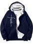 Men's Faith Belief Positive Energy Text Letters Graphic Print Hoodie Zip Up Sweatshirt Warm Jacket With Fifties Fleece
