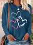 Women's Printed Faith Hope Love Letters Casual Crew Neck Top