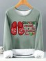Women's Crocin Around The Christmas Tree Funny Graphic Print Warmth Fleece Sweatshirt