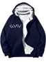 Men's Religious Belief Text Letters Graphic Print Hoodie Zip Up Sweatshirt Warm Jacket With Fifties Fleece