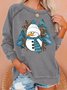 Women's Christmas Snowman Funny Graphic Print Casual Crew Neck Loose Sweatshirt