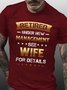 Men's Funny Word Retired Wife Casual Loose Crew Neck T-Shirt