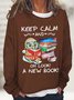 Women's Keep Clam Book Owl Simple Crew Neck Sweatshirt