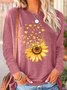 Women's Sunflower Heart Crew Neck Simple Regular Fit Long Sleeve Top